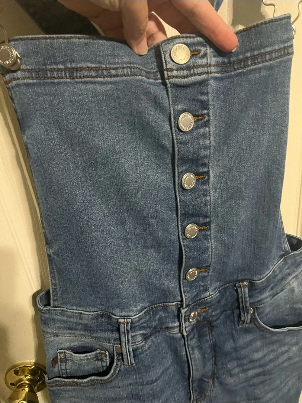 Judy Blue Blue High-Rise Button-Front Denim Overalls SZ L - Picture 5 of 13